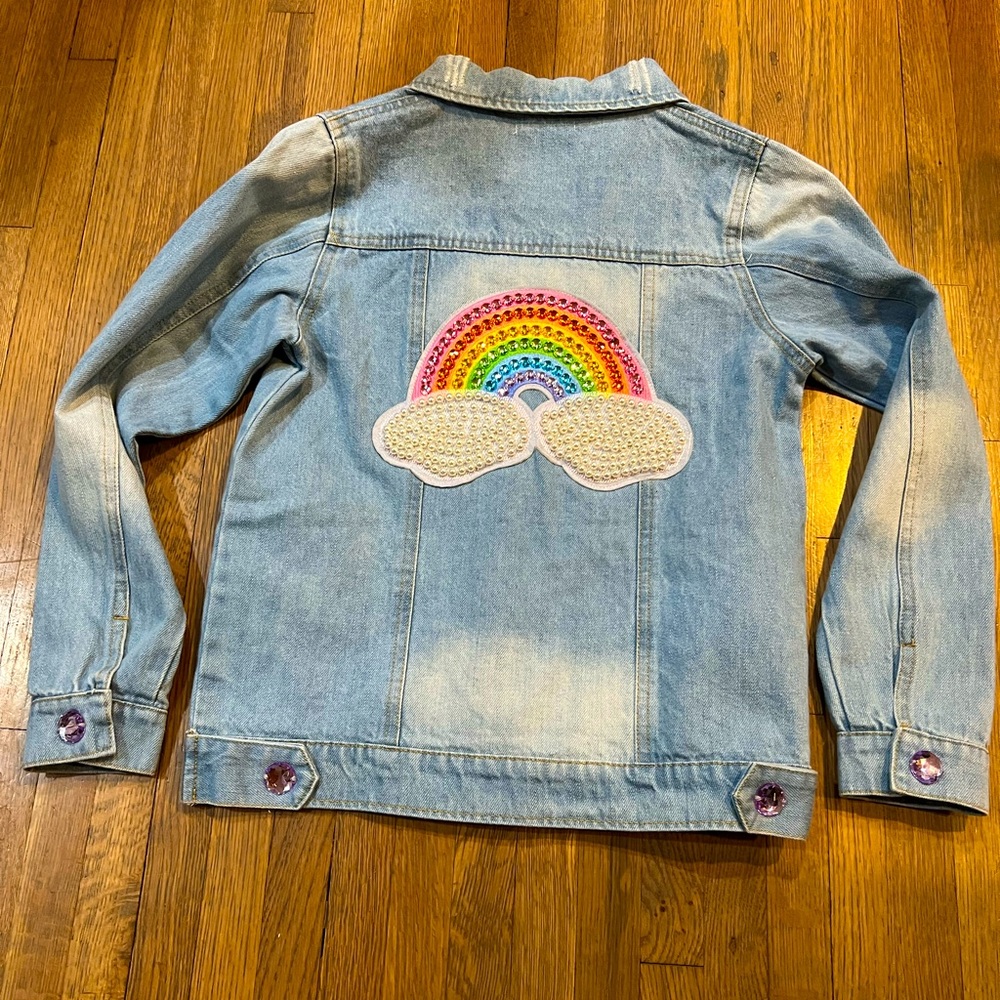 Lola and the Boys Rainbow Jean Jacket NWT jewels